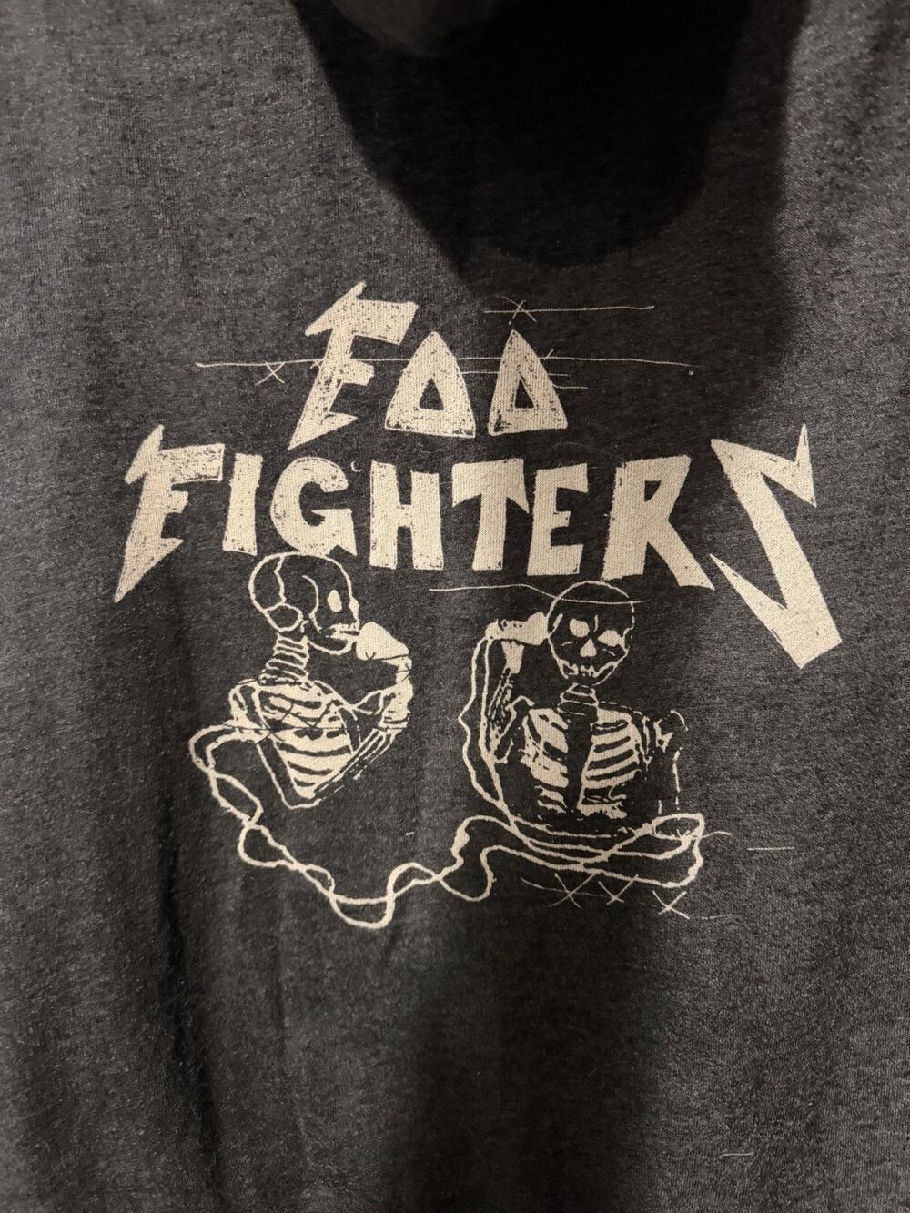 Foo Fighters Full Zip Hoodie, Large, gray Skeleton Graphic, Rock, Adult.